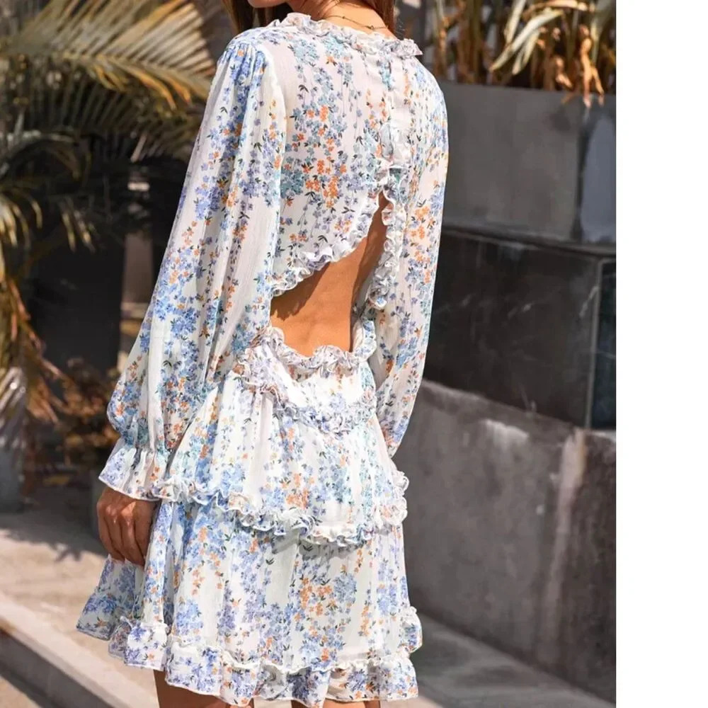 Polly  Floral Ruffle Blouson Dress Size 2